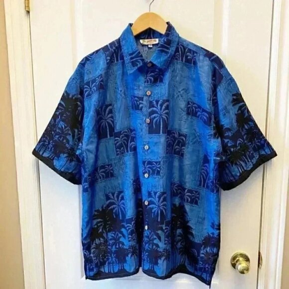 Aloha Joe Mens Hawaiian Shirt Short Sleeves Blue Size Large - Picture 3 of 15